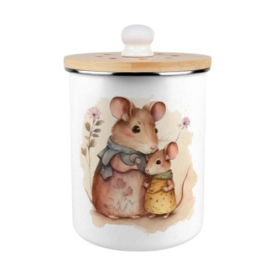 B&Q -  Mouse Family Food Waste CaddyMetal 2L Decorative Kitchen Compost Bin