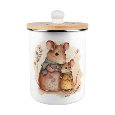 B&Q -  Mouse Family Compost CaddyMetal 2L Decorative Kitchen Food Waste Bin