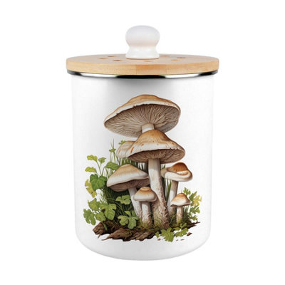 B&Q -  Forest Mushrooms Food Waste CaddyMetal 2L Decorative Kitchen Compost Bin