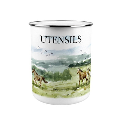 Wild Horses Utensil Holder - XL Metal Storage Pot for Kitchen Counter - Image 2