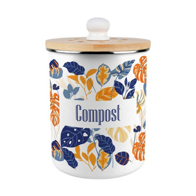 Exotic Jungle Compost Caddy - Metal Decorative Kitchen Food Waste Bin, 2L - Image 3