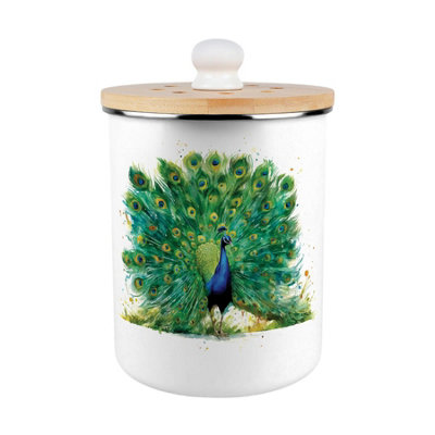 Majestic Peacock Food Waste Bin -Metal Decorative Kitchen Compost Caddy, 2L - Image 3