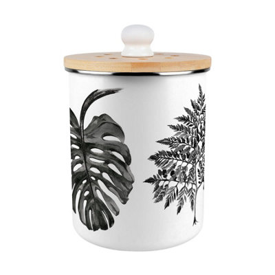 Purely Home Painted Leaves Food Waste Caddy - Metal 2L Decorative Kitchen Compost Bin - Black - Image 3