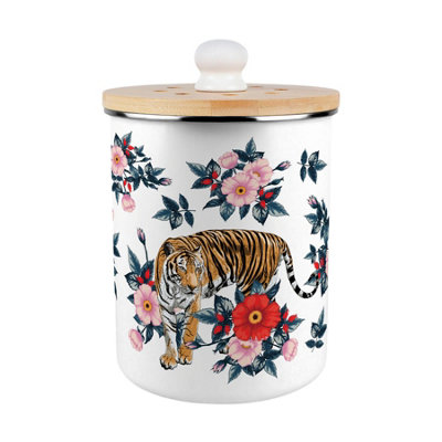 Purely Home Exotic Tiger Food Waste Caddy - Metal 2L Decorative Kitchen Compost Bin - Multicoloured - Image 3