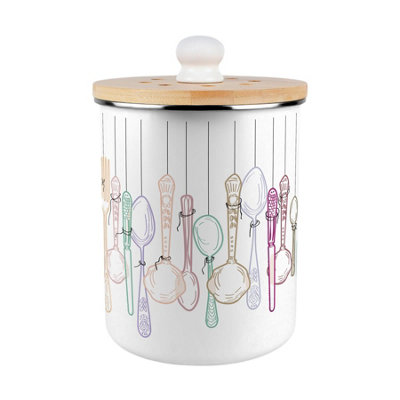 Vintage Cutlery Food Waste Bin - Metal Decorative Kitchen Compost Caddy, 2L - Image 2