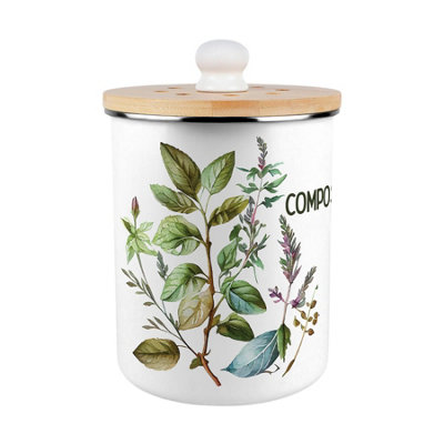 Watercolour Herbs Compost Caddy - Decorative Kitchen Food Waste Bin, 2L - Image 2