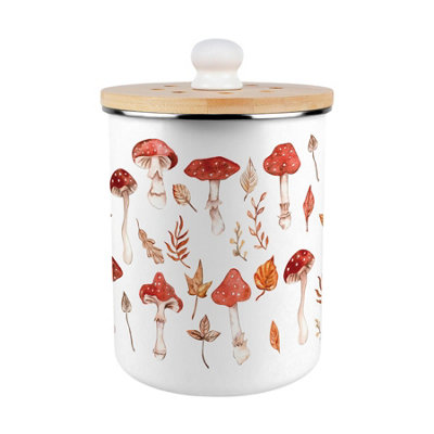 Mushrooms Food Waste Bin - Metal Decorative Kitchen Compost Caddy, 2L - Image 2