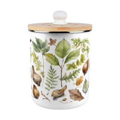Purely Home Woodland Food Waste Caddy - Metal 2L Decorative Kitchen Compost Bin - Green - Image 3