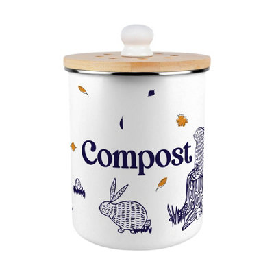 Woodland Rabbits Compost Caddy - Decorative Kitchen Food Waste Bin, 2L - Image 2
