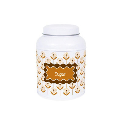 Geometric Floral Sugar Canister - Small Domed Lid Kitchen Storage Tin - Image 3