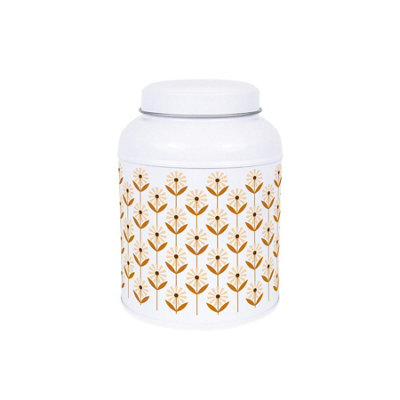Purely Home Geometric Floral Storage Canister - Small Domed Lid Kitchen Hot Drinks Tin - No Text - Image 3