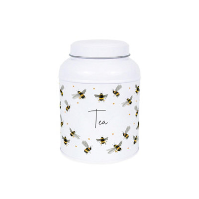 B&Q -  Scattered Bees Tea CanisterSmall Dome Lid Kitchen Storage Tin