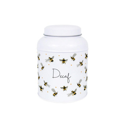 Scattered Bees Decaf Canister - Small Dome Lid Kitchen Storage Tin - Image 3