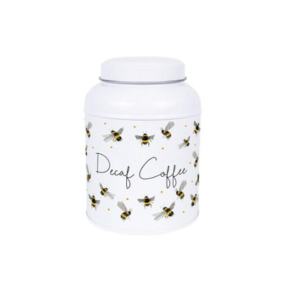 Purely Home Scattered Bees Decaf Canister - Small Dome Lid Kitchen Storage Tin - Decaf Coffee - Image 4