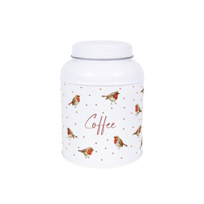B&Q -  English Robins Coffee CanisterSmall Dome Lid Kitchen Storage Tin