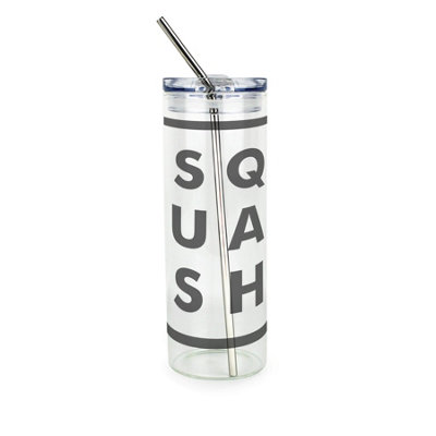 Purely Home Minimalist Squash Clear Glass Travel Flask With Straw - Image 3