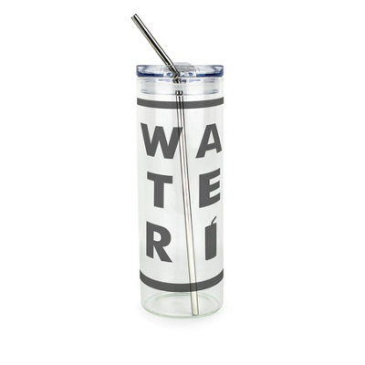 Purely Home Minimalist Water Clear Glass Travel Flask With Straw - Image 3