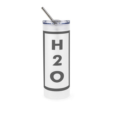 Frosted Glass H20 Travel Flask - Minimalist Water Tumbler & Straw Gift - Image 3