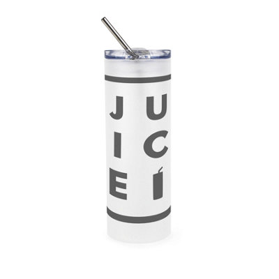 Frosted Glass Juice Travel Flask - Minimalist Drinks Tumbler & Straw Gift - Image 3