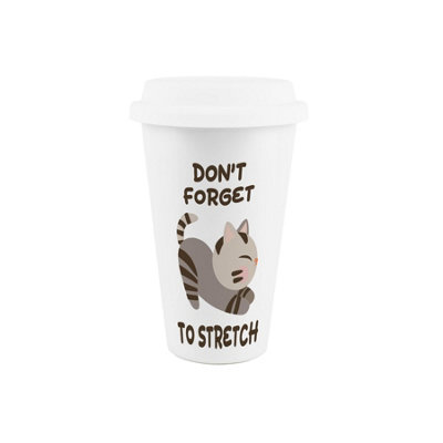B&Q -  Cat Yoga Novelty Porcelain Travel Mug