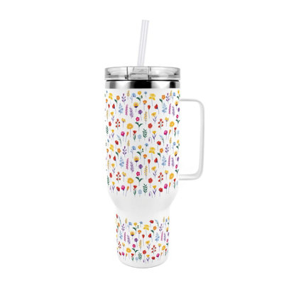 Vibrant Meadow Travel Tumbler - 40oz Stainless Steel XL Insulated Cup - Image 3