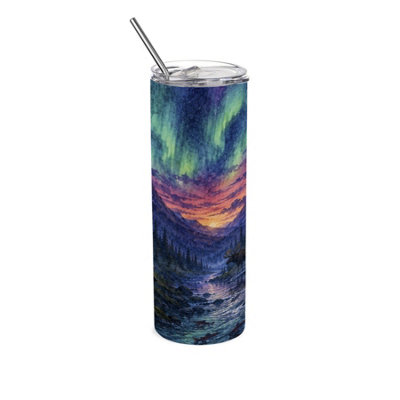 Alpine Forest Travel Flask - Reusable Metal Drinks Cup Gift with Straw - Image 3