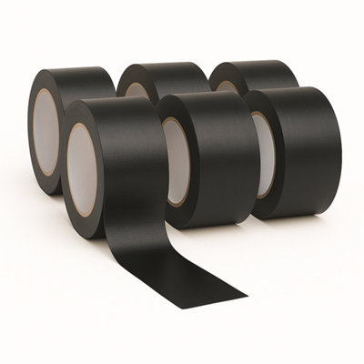 Sunrise Packaging Pack Of 6Black Duct Tape 48mm X 45M Heavy Duty Waterproof Gaffer Tape Rolls Strong Cloth Adhesive from B&Q