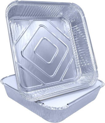 Sunrise Packaging 50 X Large Square Aluminium Foil Food Containers With Lids 9 X 9 X 2  No 9 Deep Foil Tray from B&Q