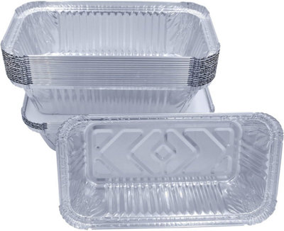 Sunrise Packaging 100 X Aluminium Foil Food Containers With Lids Size No. 6A  ,600Ml from B&Q