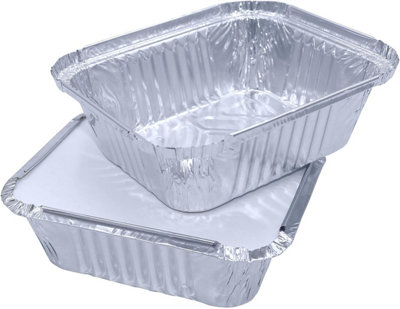 Sunrise Packaging 1000 X Aluminium Foil Food Containers With Lids Size No 2450 Ml 6 Inch 152 mm Disposable Takeaway Trays For Baking Cooking from B&Q