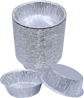 Sunrise Packaging 50 Round Foil Pie Dishes 110mm X 33mm Deep Aluminium Baking Cases For Mince Pies And Tarts from B&Q