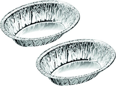 Sunrise Packaging 100 Small Oval Foil Pie Dishes Deep Aluminium Baking Trays For Pies Quiches And Tarts from B&Q