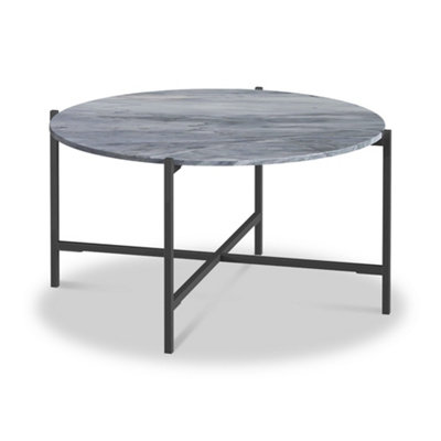 Pimlico Grey Marble 78Cm Round Coffee TableDark Grey Metal FrameBy Roseland Furniture from B&Q