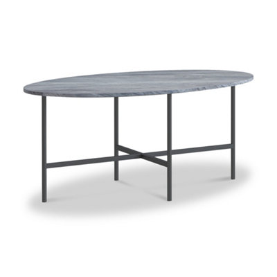 Pimlico Grey Marble 91.5Cm Oval Coffee TableDark Grey Metal FrameBy Roseland Furniture from B&Q