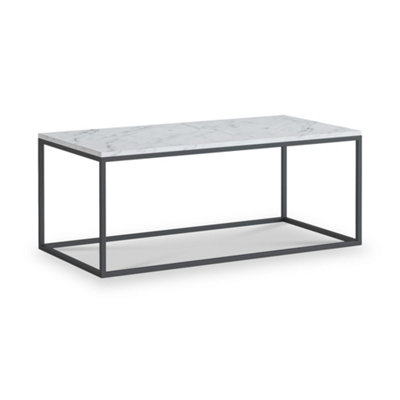 Pimlico White Marble 101Cm Rectangular Coffee TableDark Grey Metal FrameBy Roseland Furniture from B&Q