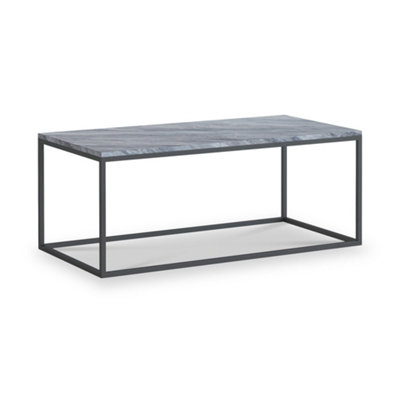 Pimlico Grey Marble 101Cm Rectangular Coffee TableDark Grey Metal FrameBy Roseland Furniture from B&Q