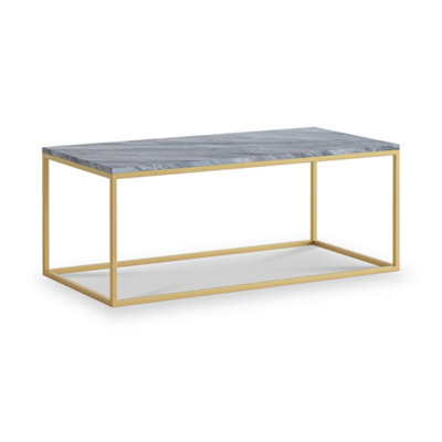 Pimlico Grey Marble 101Cm Rectangular Coffee TableGold Metal FrameBy Roseland Furniture from B&Q