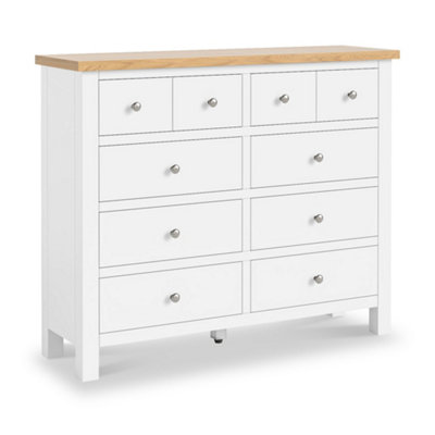 Farro White 4 Over 6 Chest Of Drawers Fully AssembledPainted With Oak Top By Roseland Furniture from B&Q
