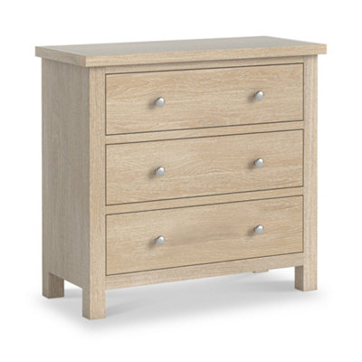 Farro Washed Oak 3 Drawer Chest Fully AssembledPainted With Oak Top By Roseland Furniture from B&Q