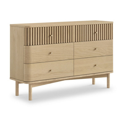 Finch Oak Slatted 6 Drawer Wide Chest By Roseland Furniture from B&Q