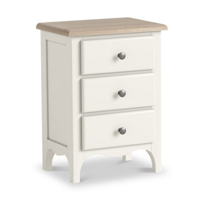 Roseland Furniture Celine Coconut White Oak Top 3 Drawer Bedside Table from B&Q