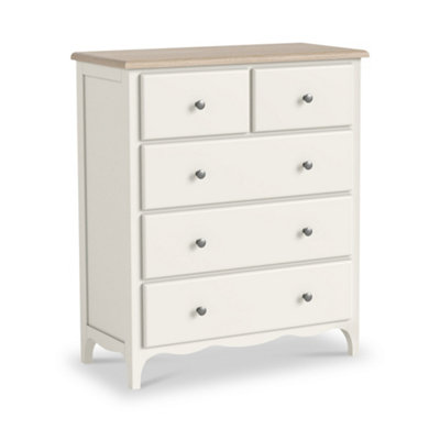 Roseland Furniture Celine Coconut White Oak Top 2 Over 3 Drawer Chest from B&Q