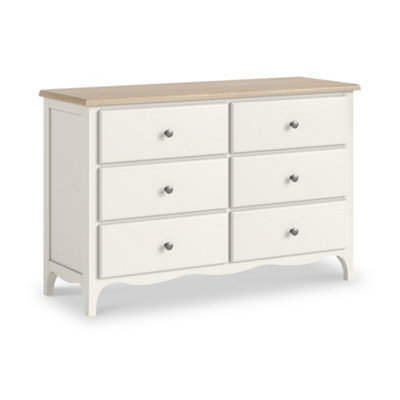Roseland Furniture Celine Coconut White Oak Top 6 Drawer Chest from B&Q