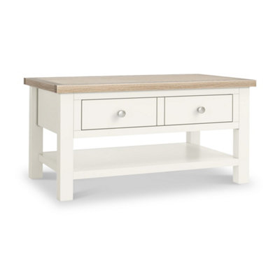 Farro Coconut White  Coffee Table With Washed Oak TopBy Roseland Furniture from B&Q
