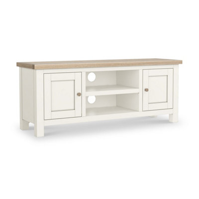 Farro Coconut White 120Cm Tv Unit With Washed Oak TopFully Assembled By Roseland Furniture from B&Q