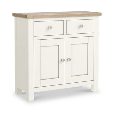 Farro Coconut White Mini Sideboard With Washed Oak TopFully Assembled By Roseland Furniture from B&Q