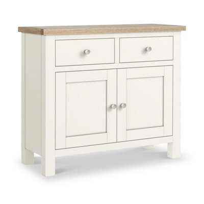 Farro Coconut White Small Sideboard With Washed Oak TopFully Assembled By Roseland Furniture from B&Q