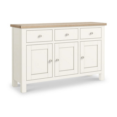 Farro Coconut White  Large Sideboard With Washed Oak TopFully Assembled By Roseland Furniture from B&Q