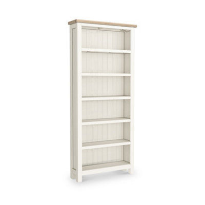 Farro Coconut White Large Bookcase With Washed Oak TopBy Roseland Furniture from B&Q