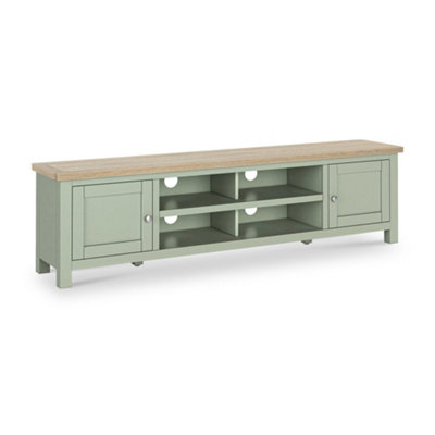 Farro  Sage 120Cm Tv Unit With Washed Oak TopFully AssembledBy Roseland Furniture from B&Q